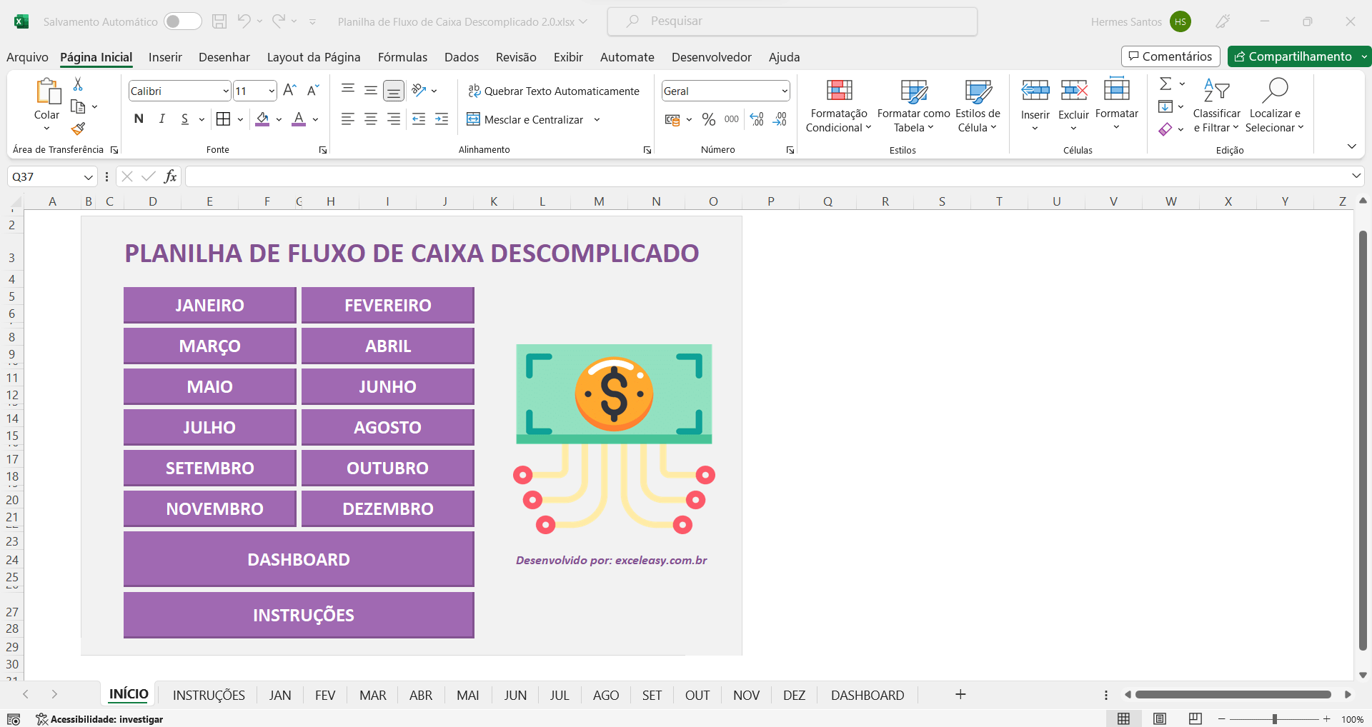 Fluxo de Caixa no Excel