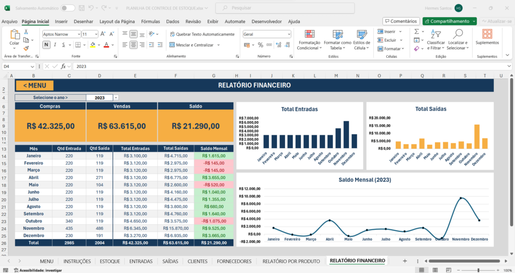 Planilha de Controle de estoque