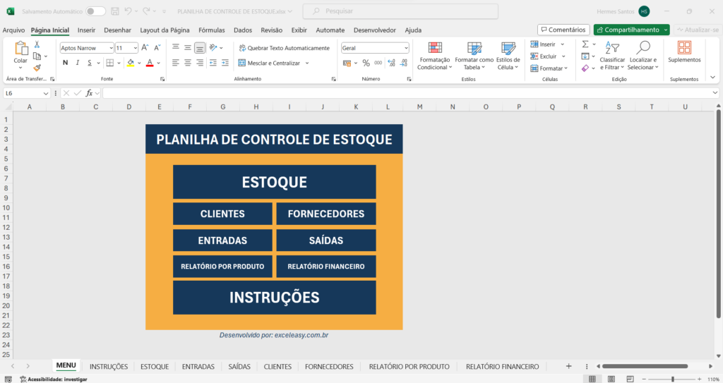 planilha de controle estoque excel