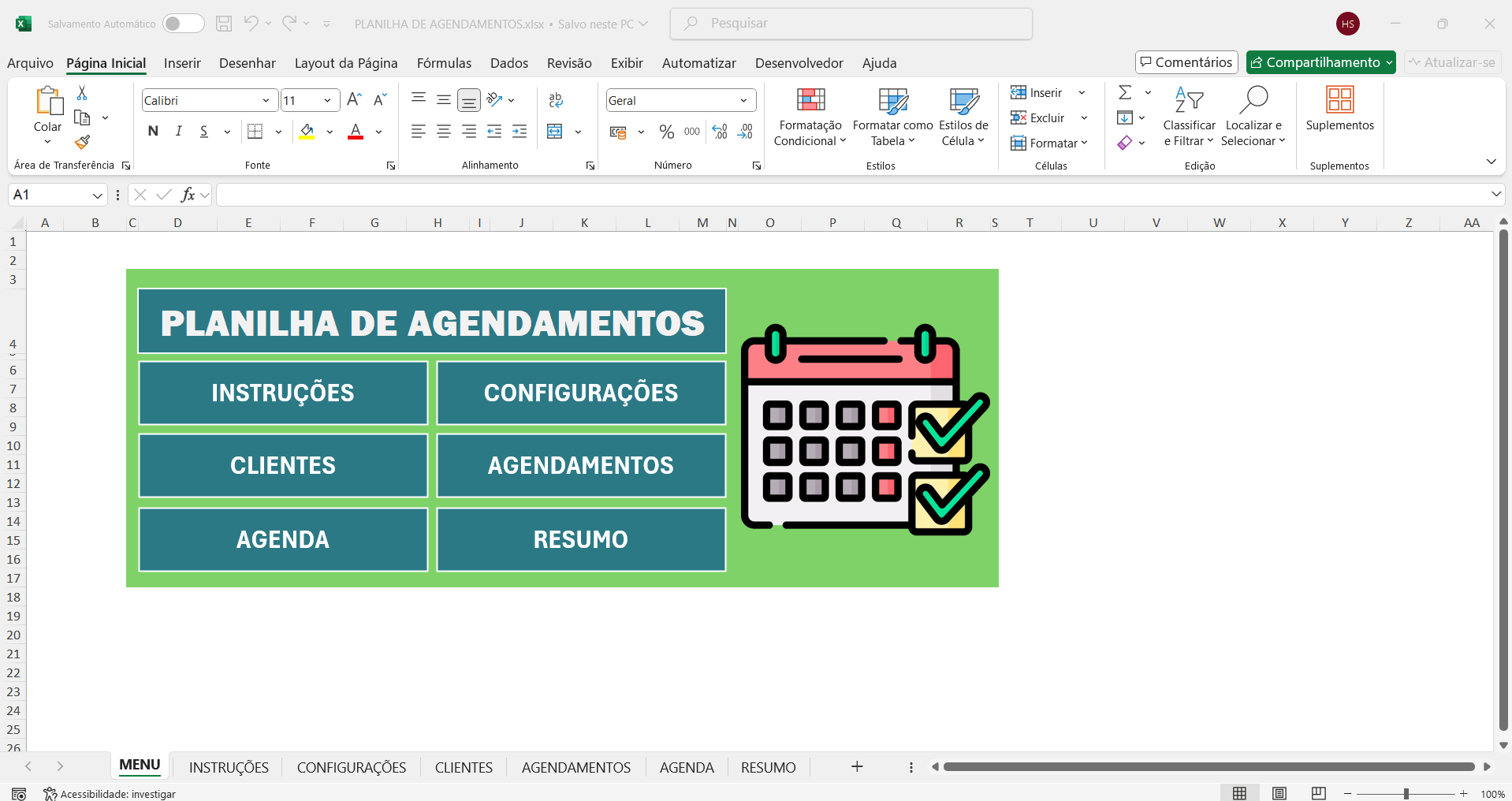 planilha de agendamento