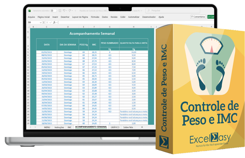 Planilha de Controle de Peso e IMC