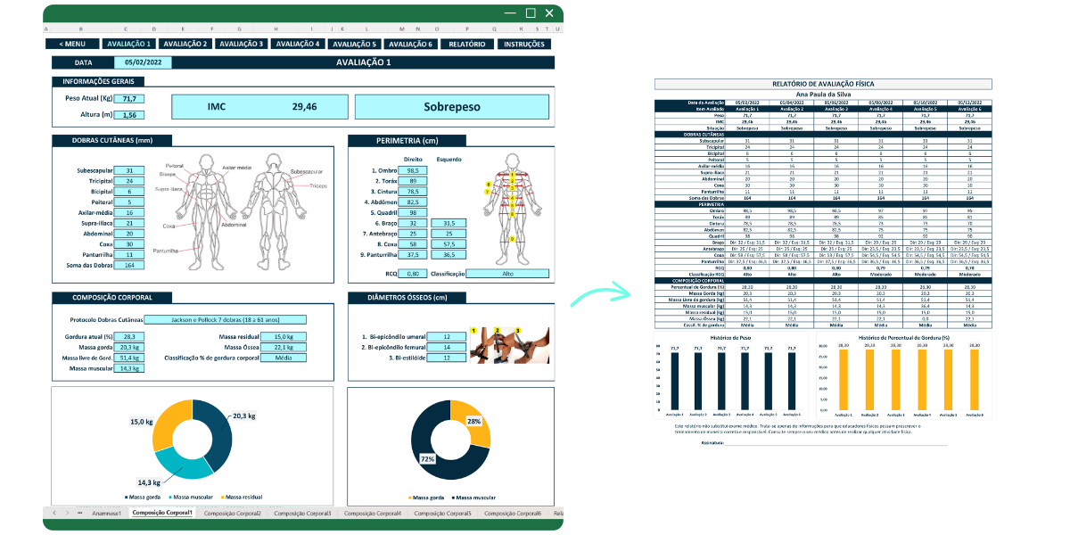 Planilha de Avaliação Física Excel Easy