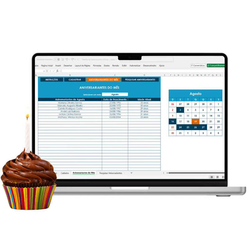 Planilha de Aniversariantes para Excel e Google Sheets
