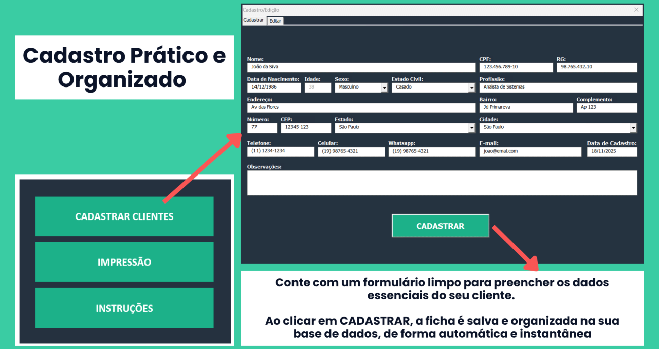 Planilha de Cadastro de Clientes