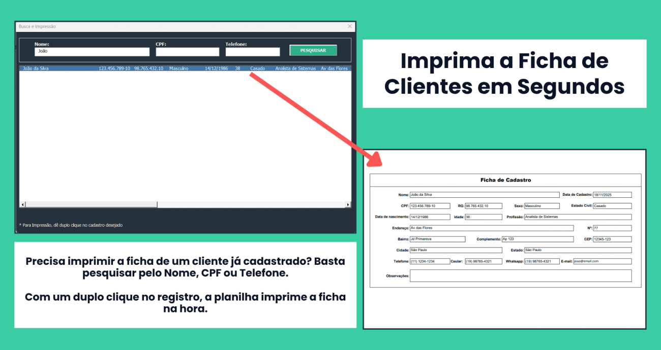 Planilha para cadastro de clientes